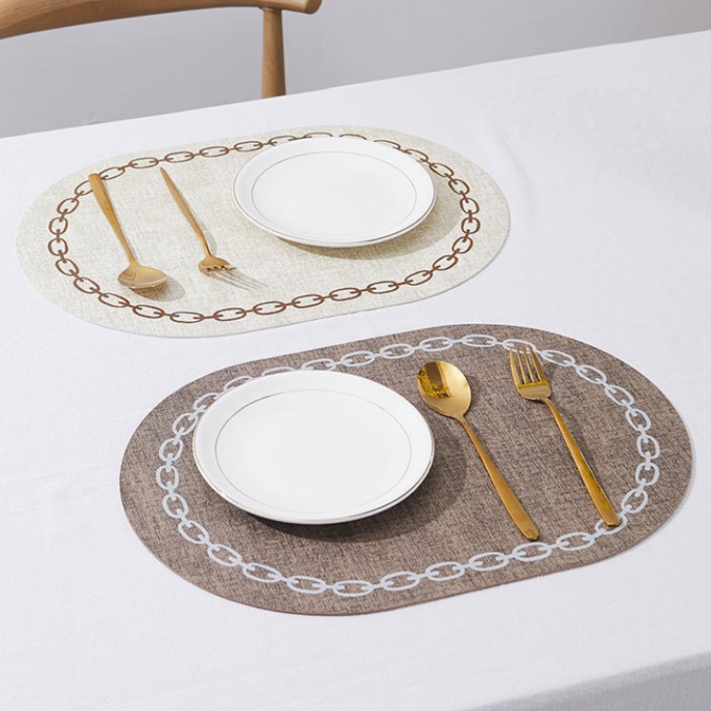 Desk Mat Leather - Oval Table Placemat Faux Leather Kitchen