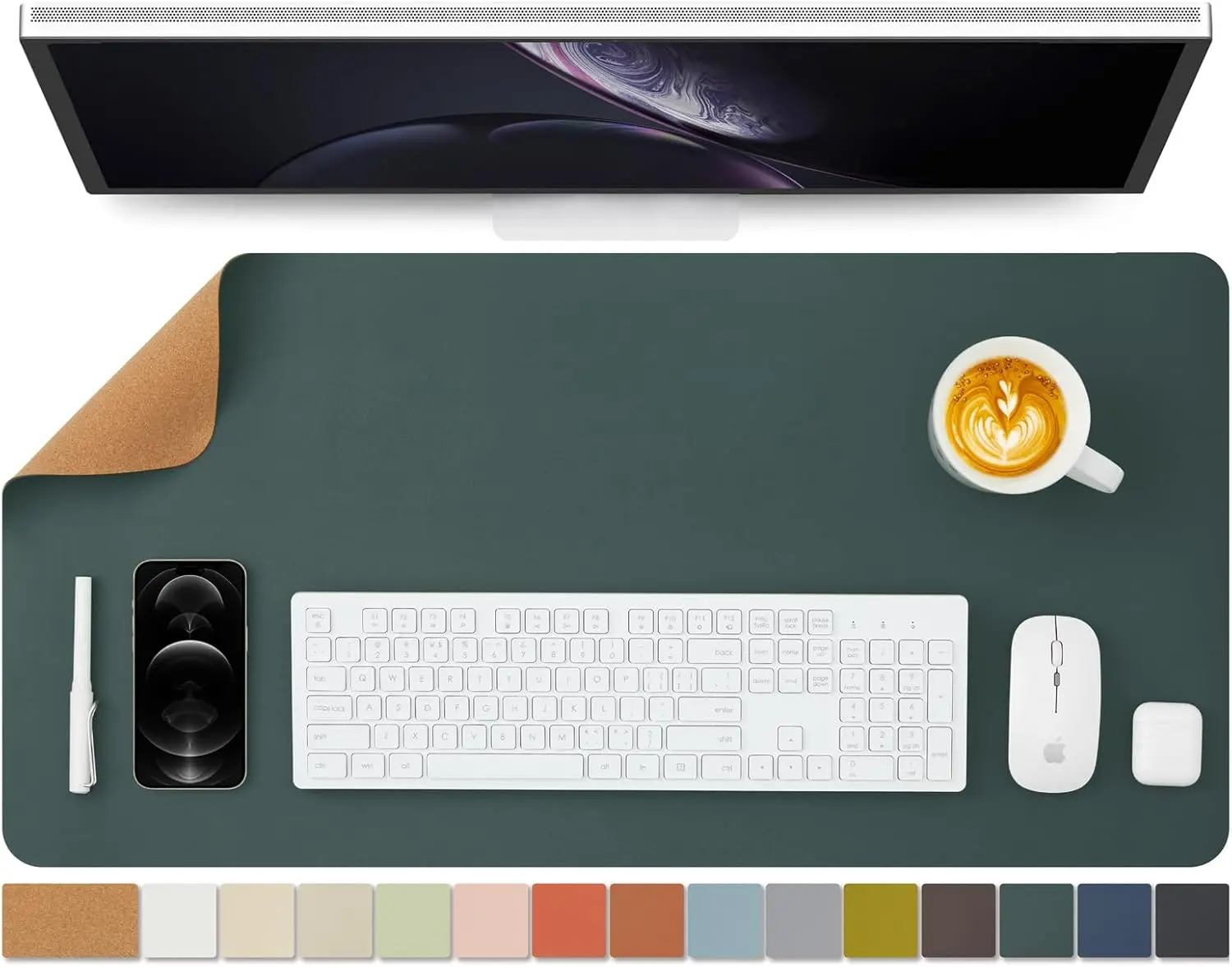 Desk Mat Leather - Cork Desk Mat Dual-Sided Desk Pad