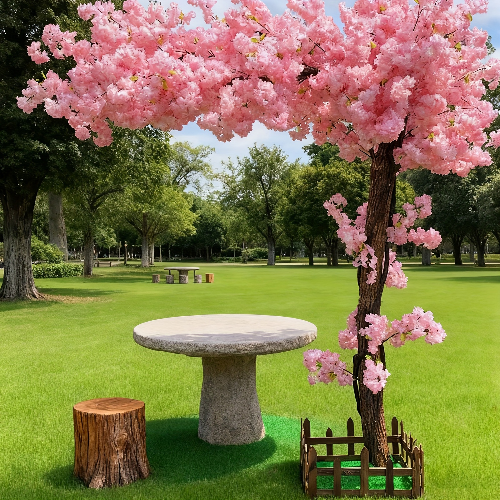 Home Office Living Room - Artificial Cherry Blossom Tree, Handmade Light