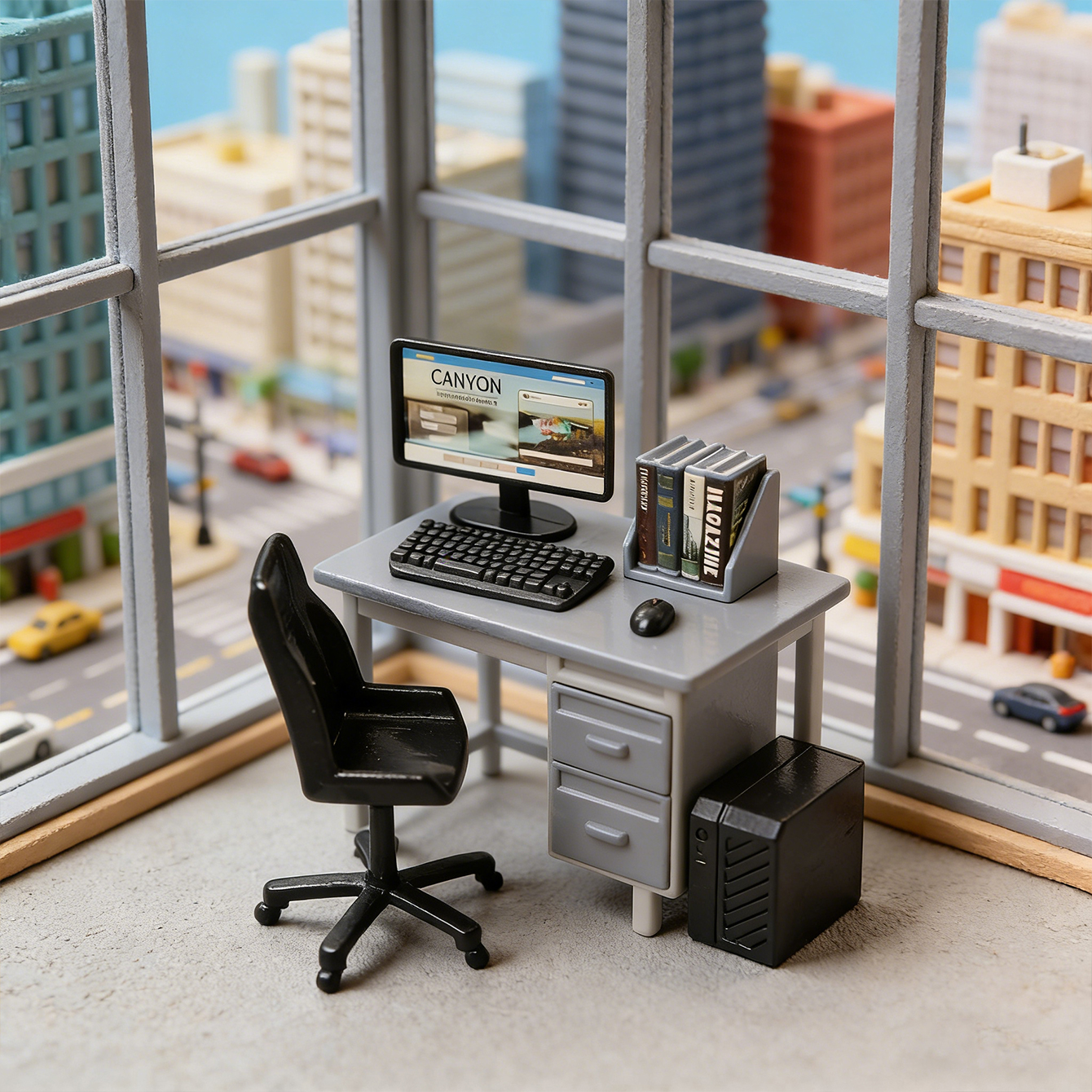 Home Office Living Room - Miniature Desk Computer Set: Mini Simulation