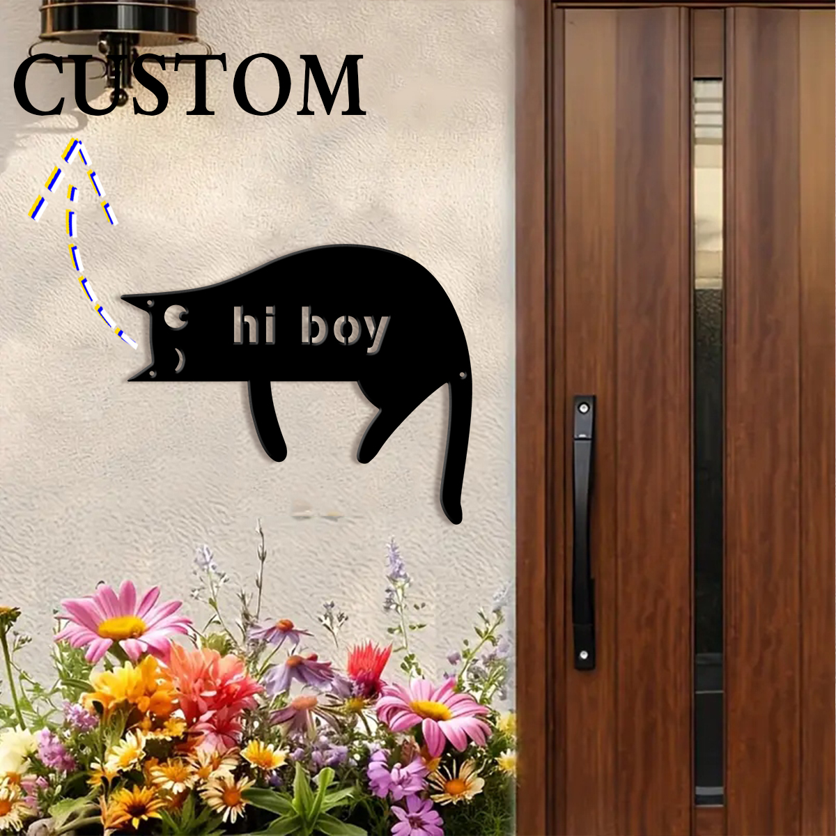 Home Office Windows - 1Pc Custom cat Metal Door Street