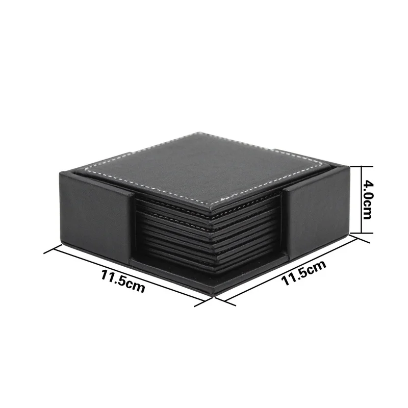 6pcs/Set Business Leather Coas - Desk Mat Leather avaliação e preço