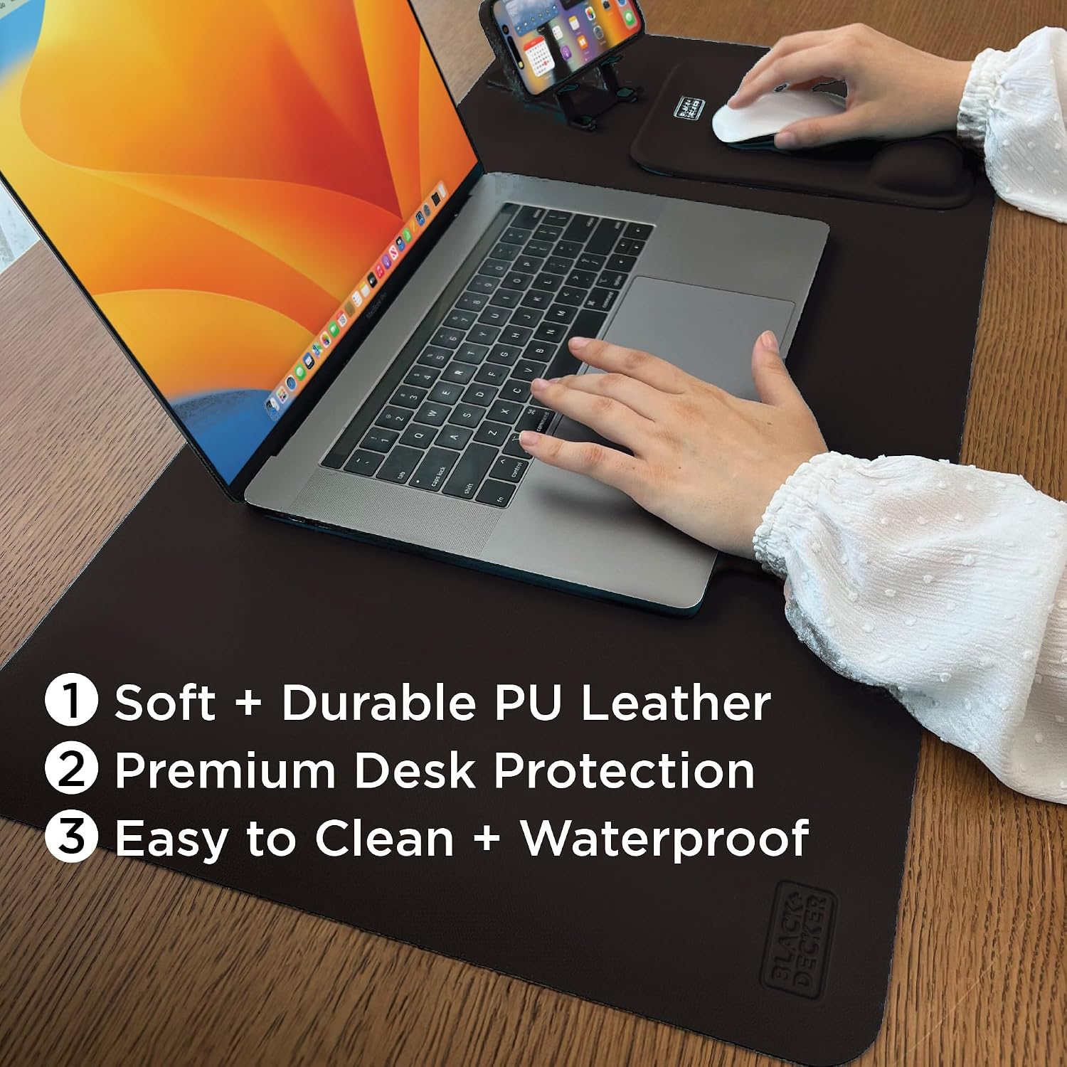 Faux Leather Desk Mat for Keyb - Desk Mat Leather avaliação e preço