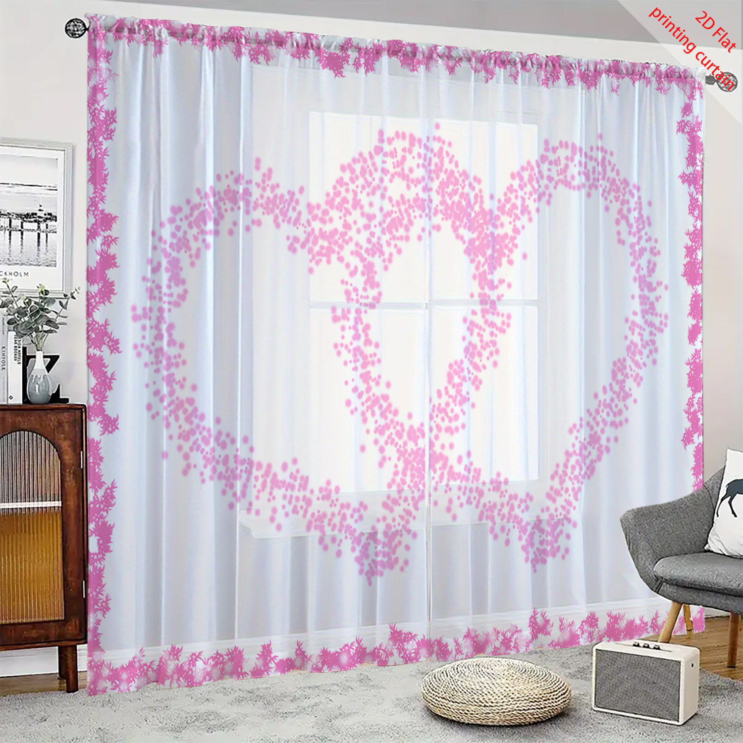 Heart Shaped Printed Transpare - Home Office Windows avaliação e preço