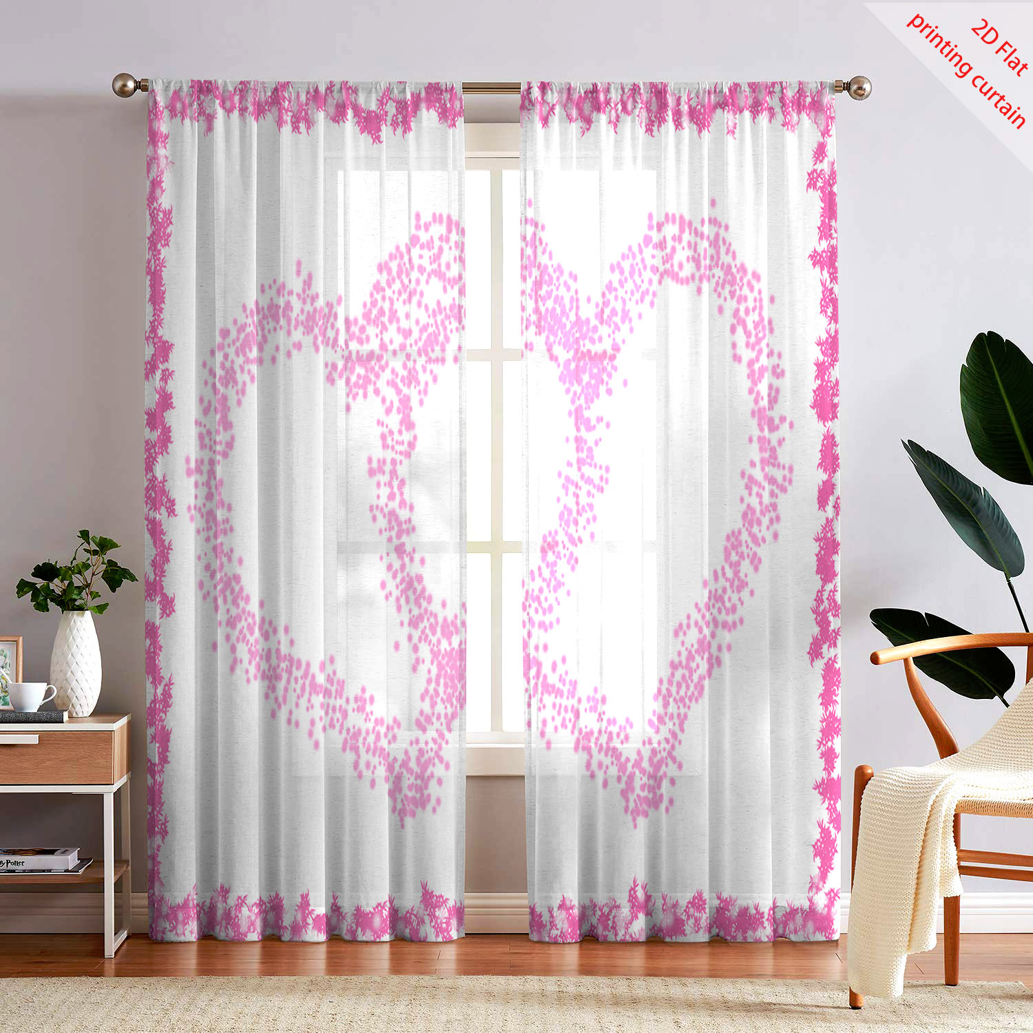 Heart Shaped Printed Transpare - Home Office Windows avaliação e preço