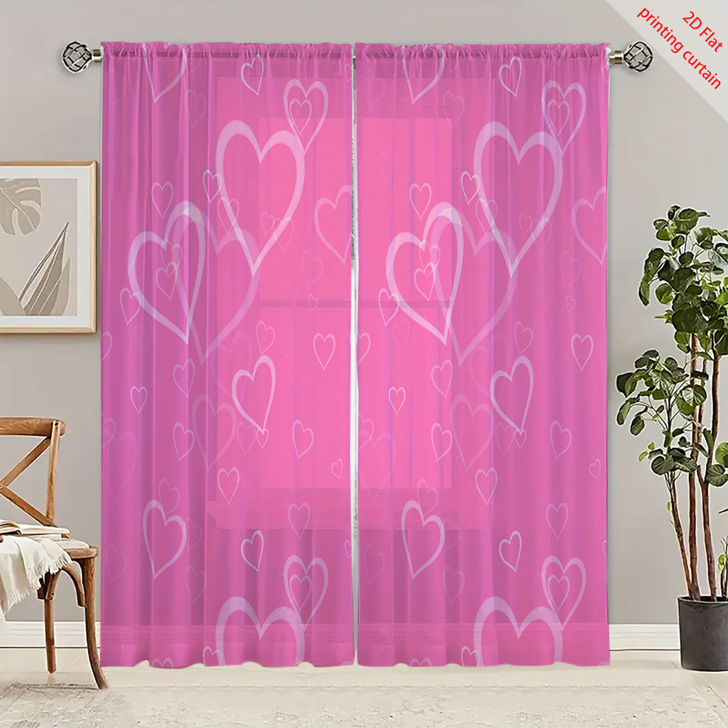 Heart Shaped Printed Transpare - Home Office Windows avaliação e preço