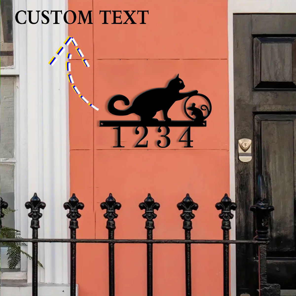 1Pc Custom cat Metal Door Stre - Home Office Windows avaliação e preço