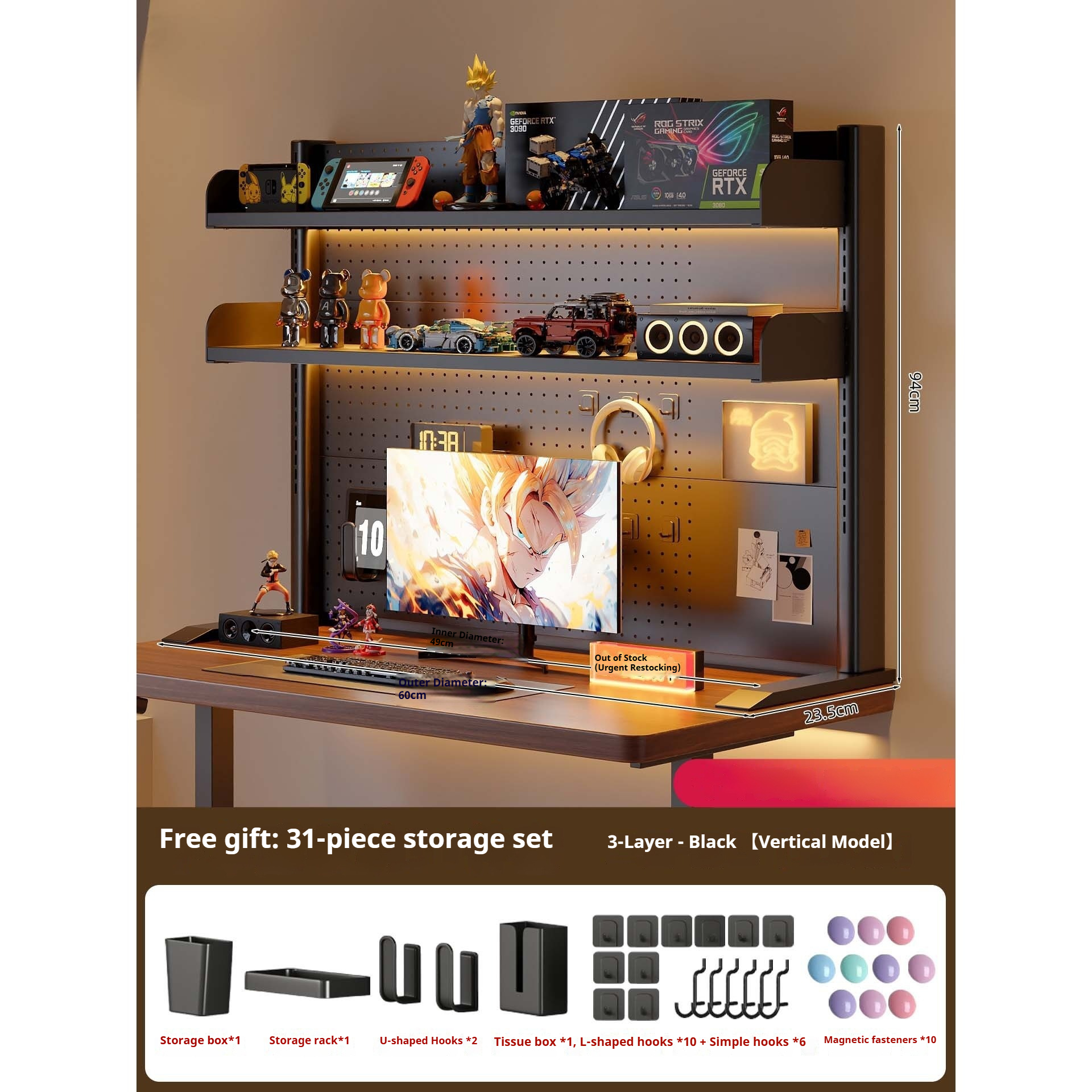 Clamp on Desk Shelf with Pegbo - Home Office Work Table avaliação e preço