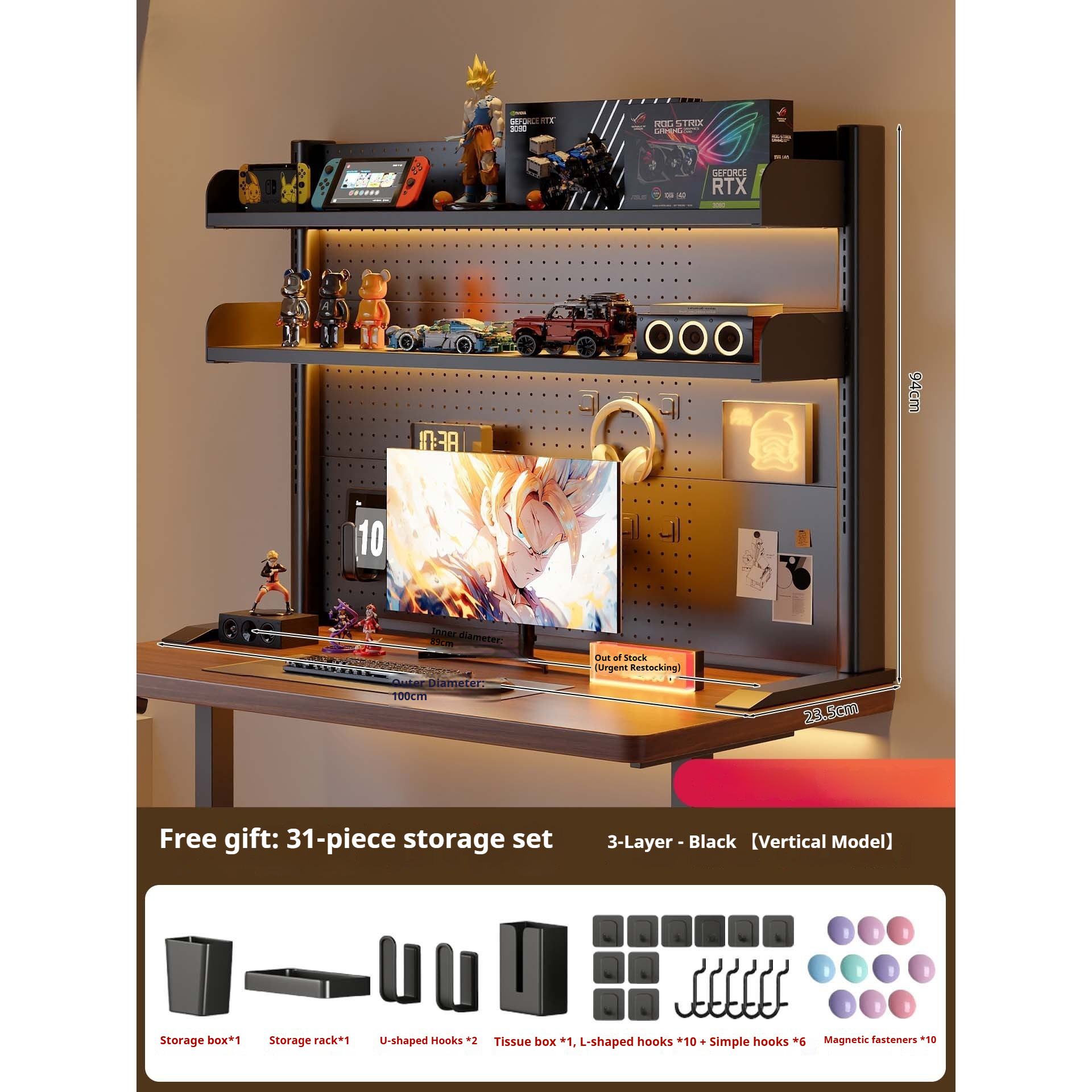 Clamp on Desk Shelf with Pegbo - Home Office Work Table avaliação e preço