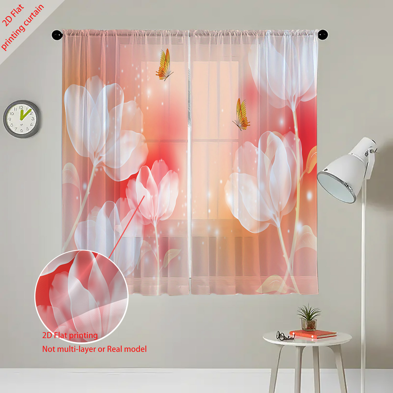Purple Flower Printed Transpar - Home Office Windows avaliação e preço