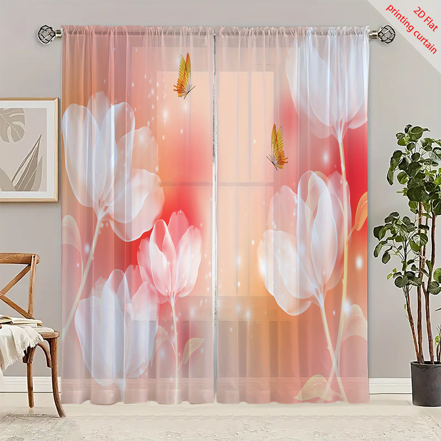 Purple Flower Printed Transpar - Home Office Windows avaliação e preço