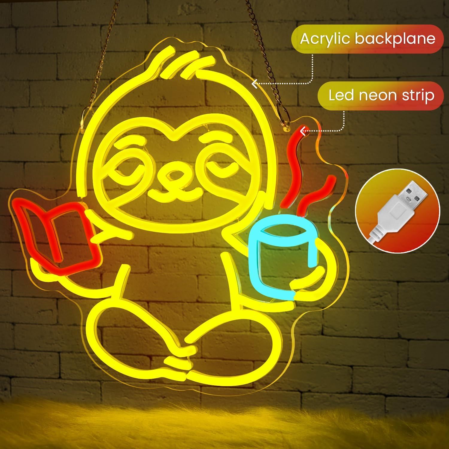 Sloth Neon Sign USB Dimmable L - Home Office Living Room avaliação e preço