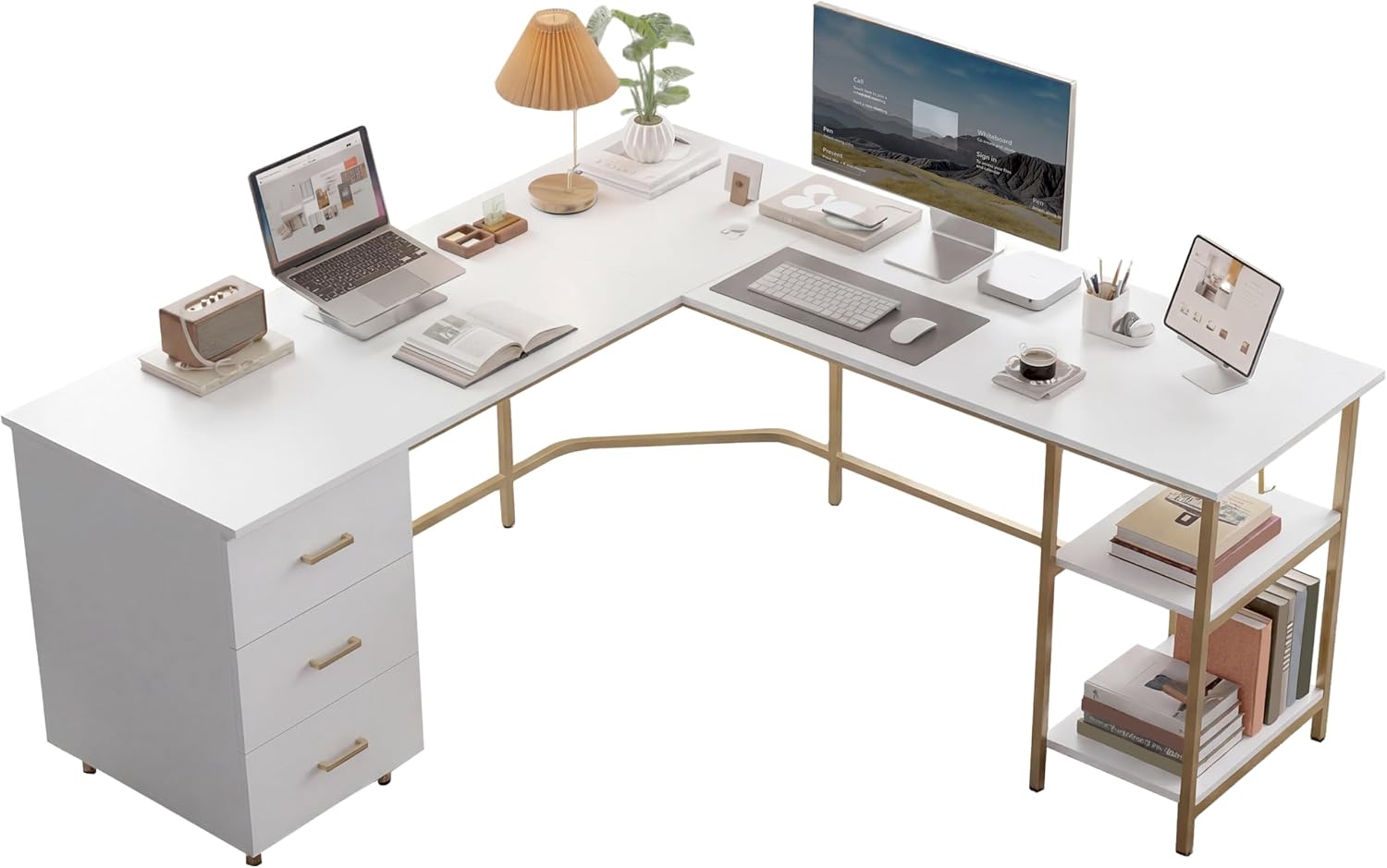 Techni Mobili L Shaped Desk -  - Home Office Work Table avaliação e preço