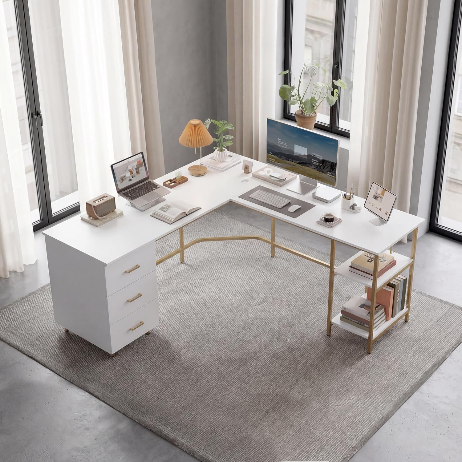 Techni Mobili L Shaped Desk -  - Home Office Work Table avaliação e preço