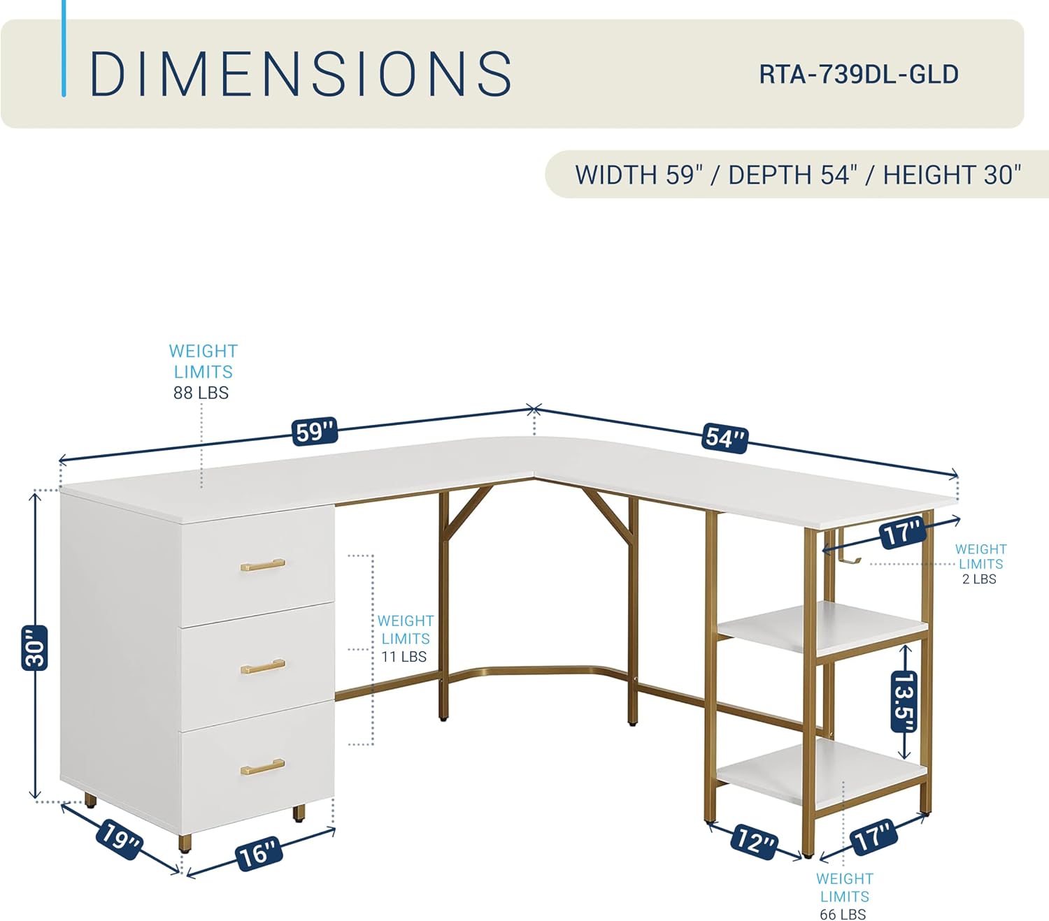 Techni Mobili L Shaped Desk -  - Home Office Work Table avaliação e preço