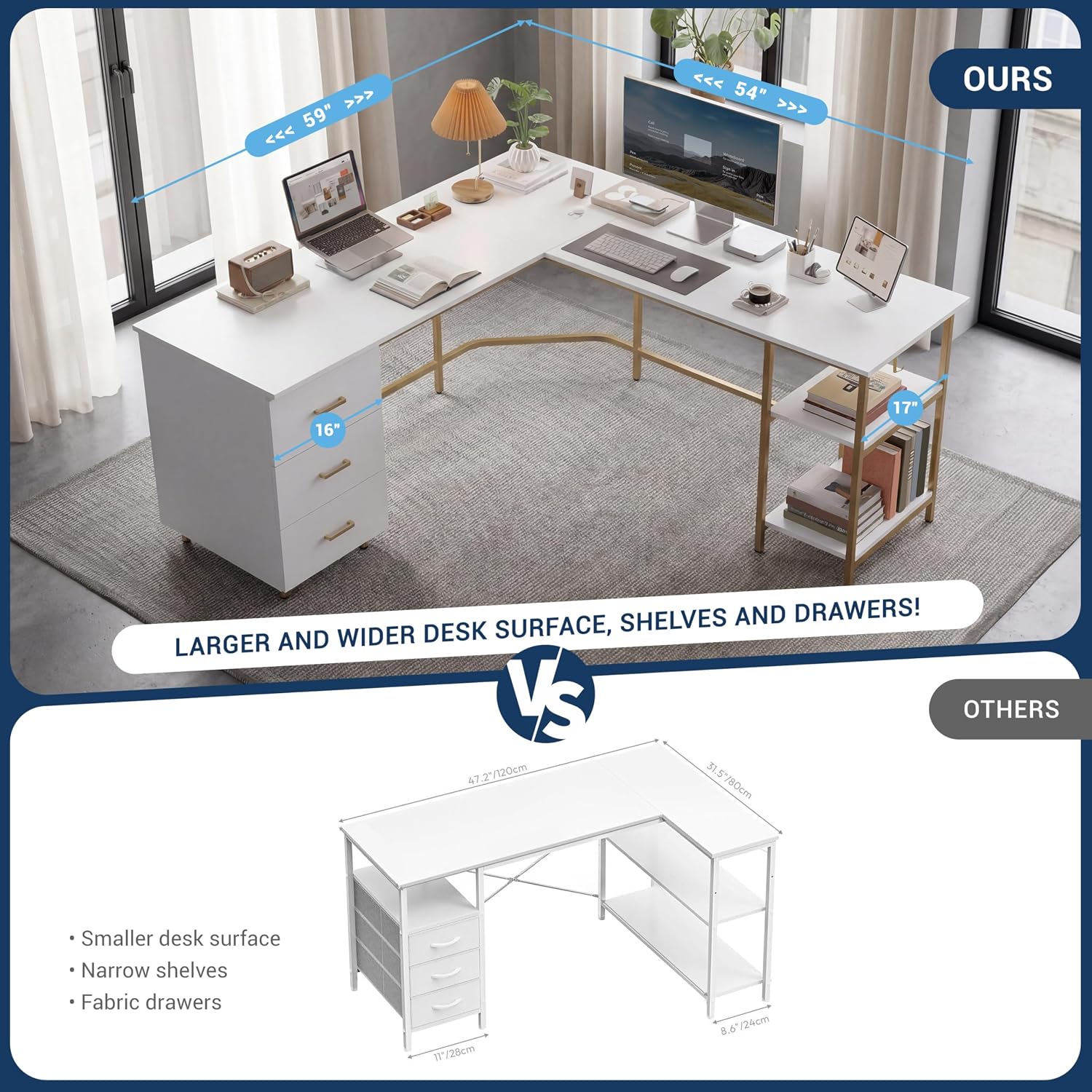 Techni Mobili L Shaped Desk -  - Home Office Work Table avaliação e preço