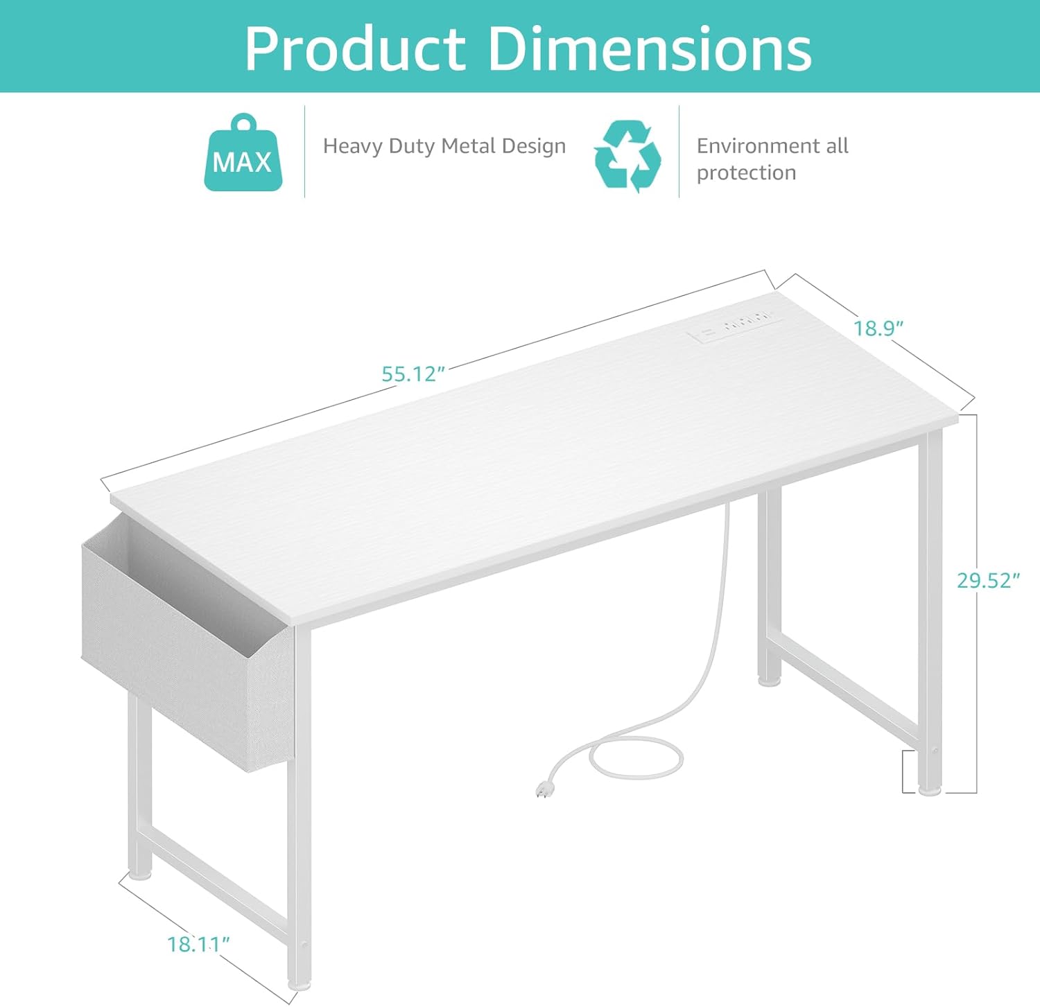 White Computer Desk with Power - Home Office Work Table avaliação e preço