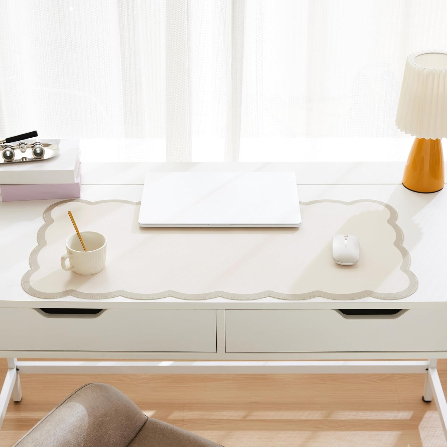 Scalloped Desk Mat 31.5x15.7 L - Desk Mat Leather avaliação e preço