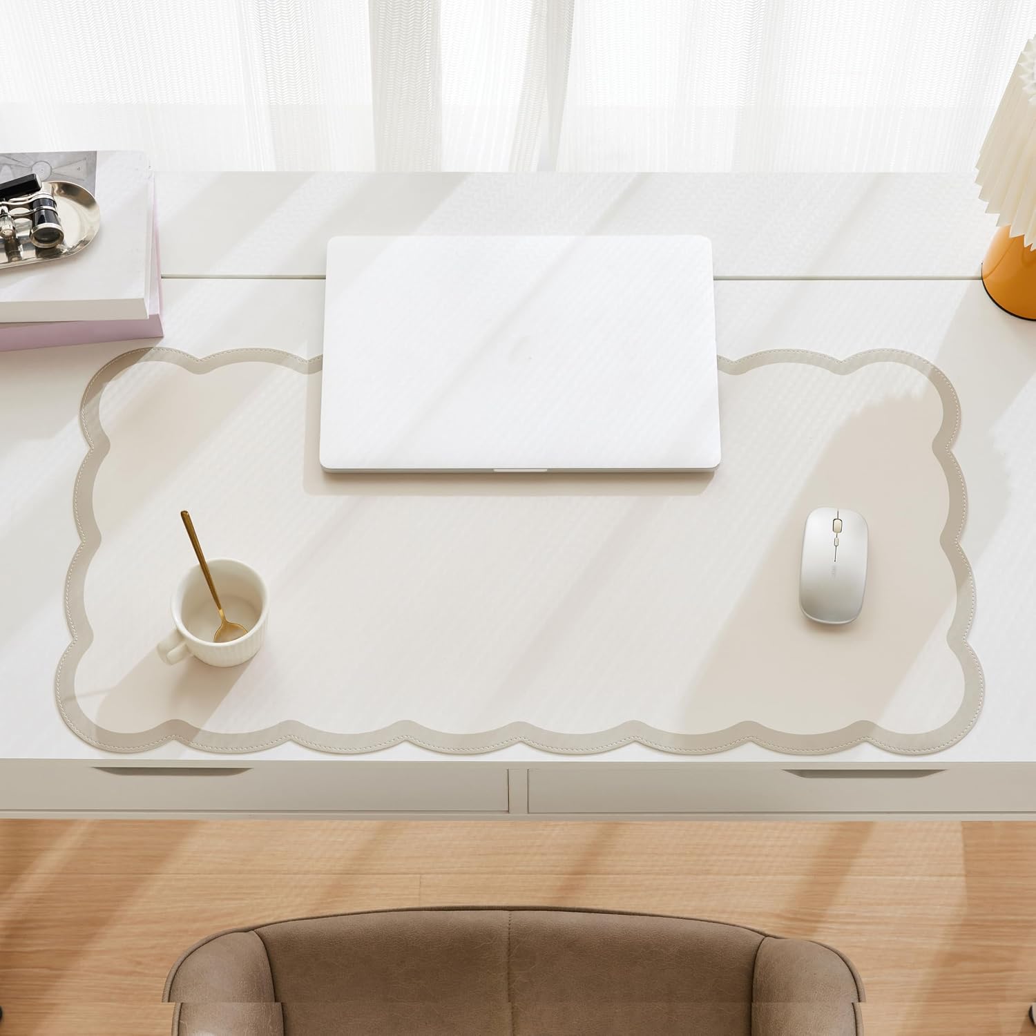 Scalloped Desk Mat 31.5x15.7 L - Desk Mat Leather avaliação e preço