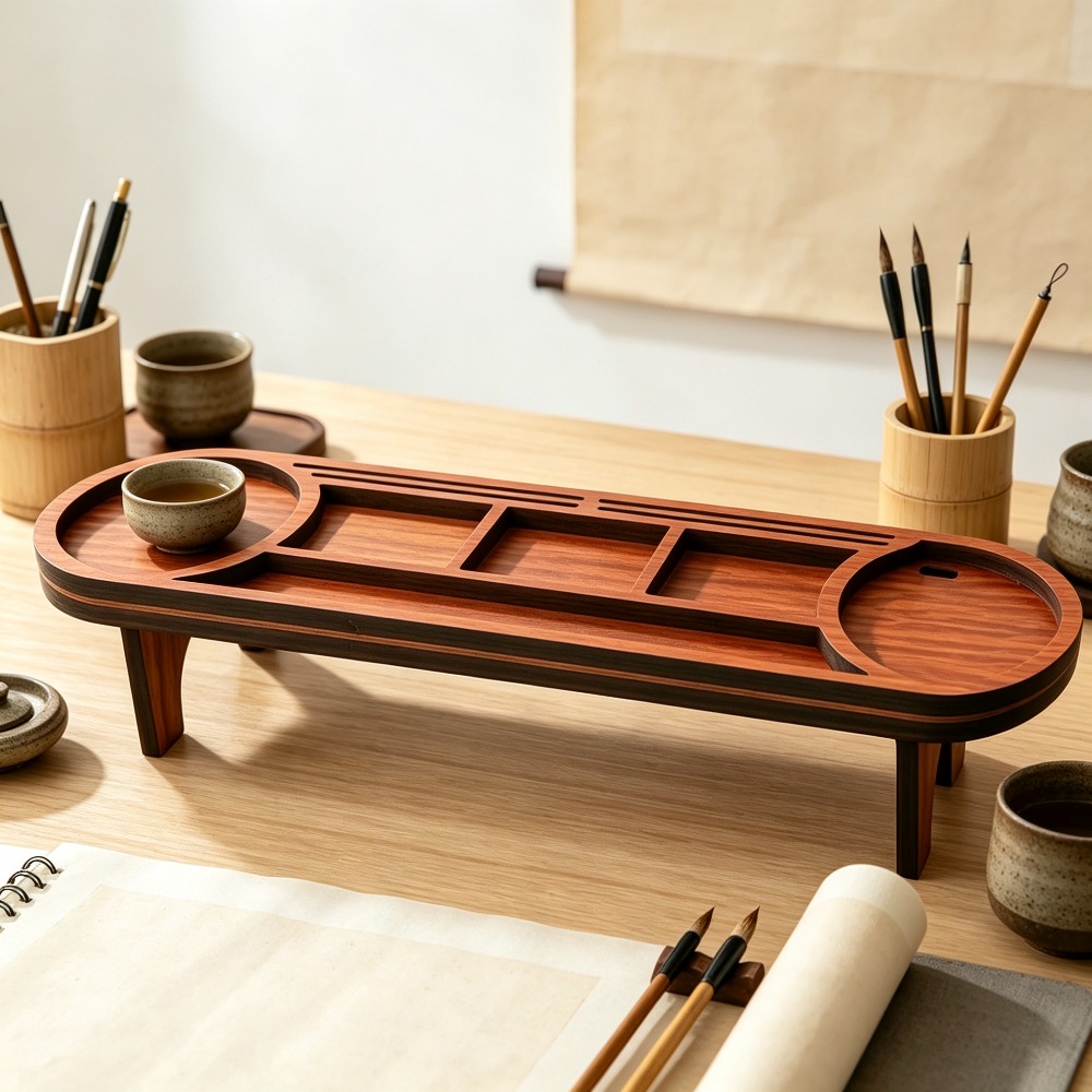 Wooden Desk Organizer with Pho - Home Office Call Center avaliação e preço