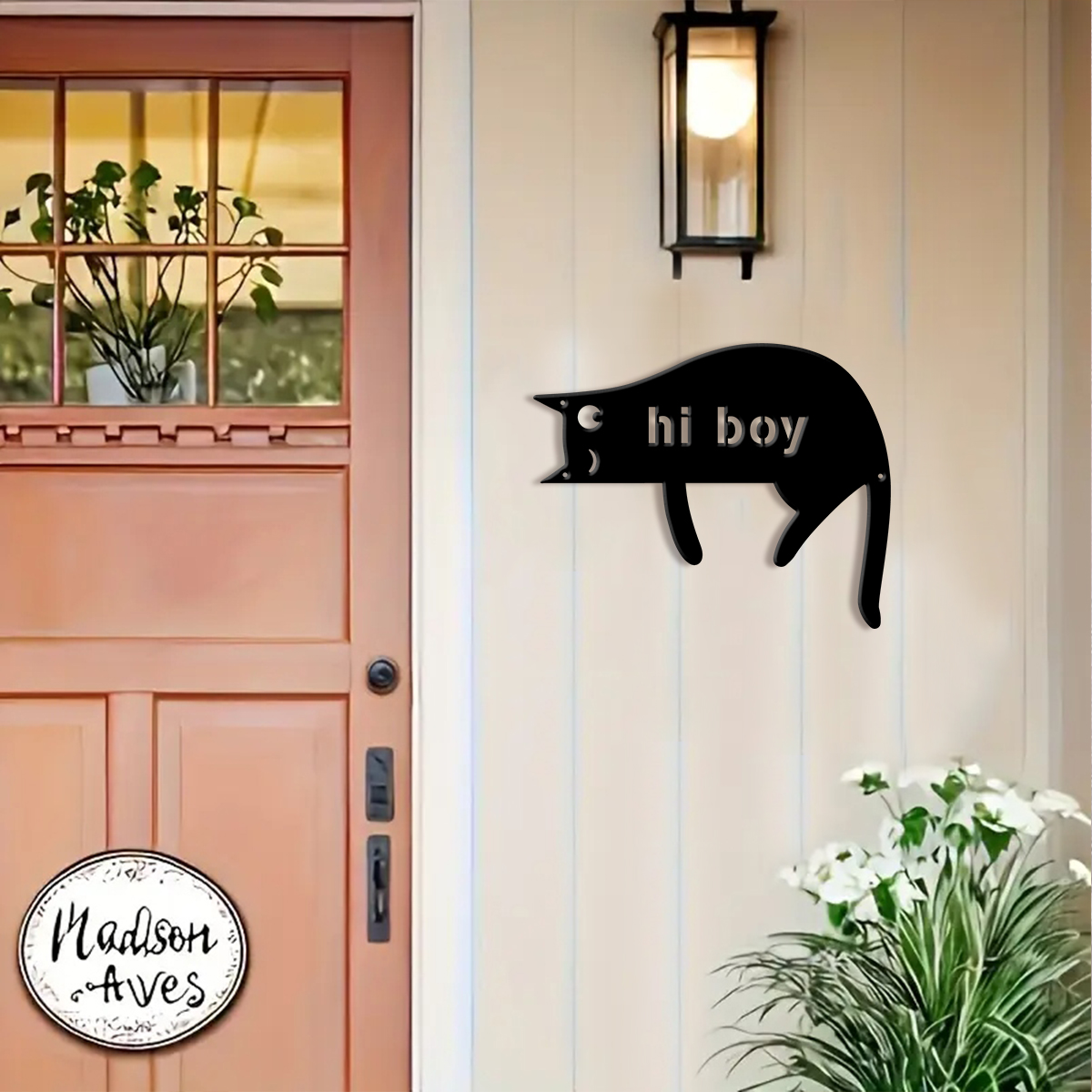1Pc Custom cat Metal Door Stre - Home Office Windows avaliação e preço