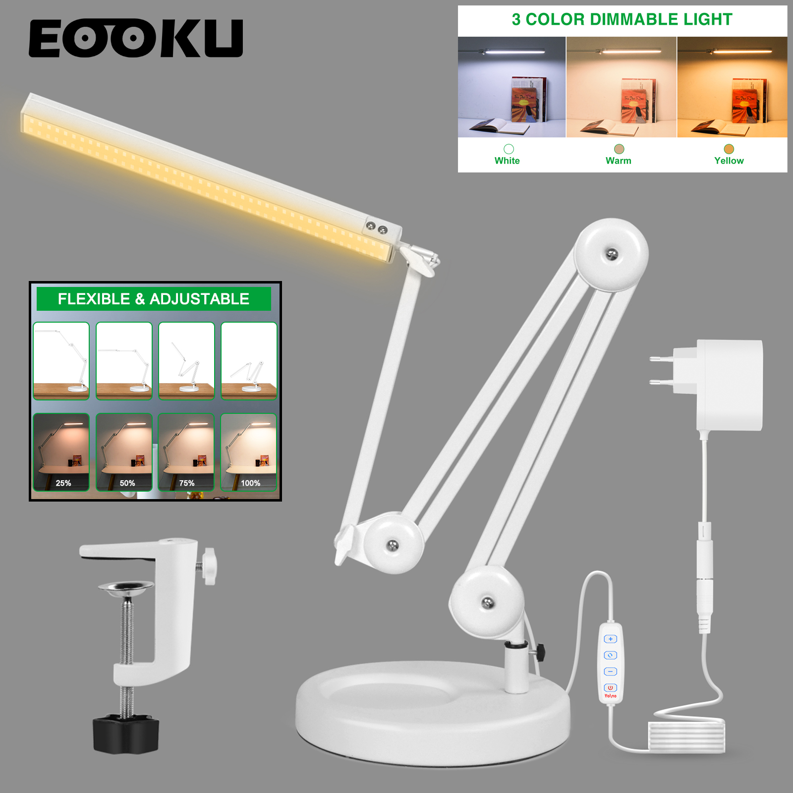 EOOKU EU/US 12V Table Lamp wit - Home Office Work Table avaliação e preço