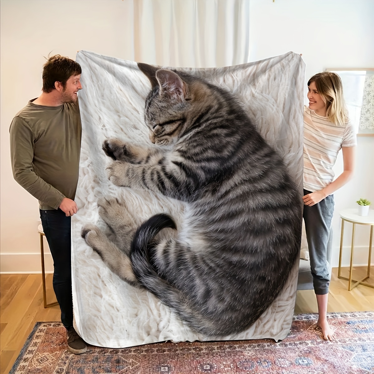 Sleeping Cat Flannel Blanket,  - Home Office Design Ideas avaliação e preço