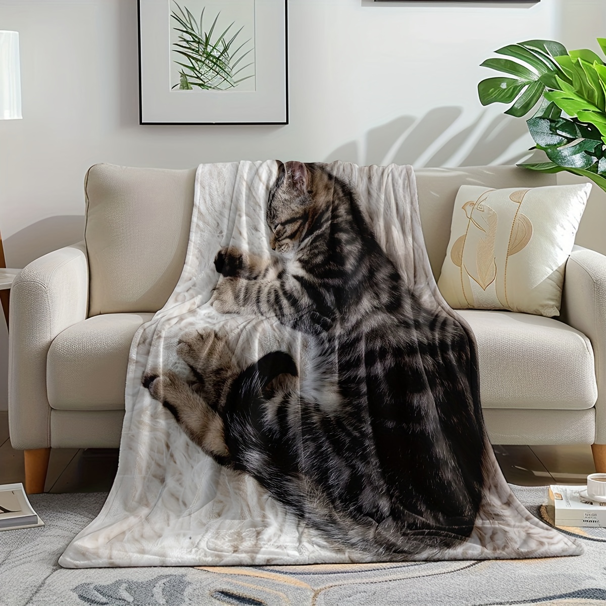Sleeping Cat Flannel Blanket,  - Home Office Design Ideas avaliação e preço