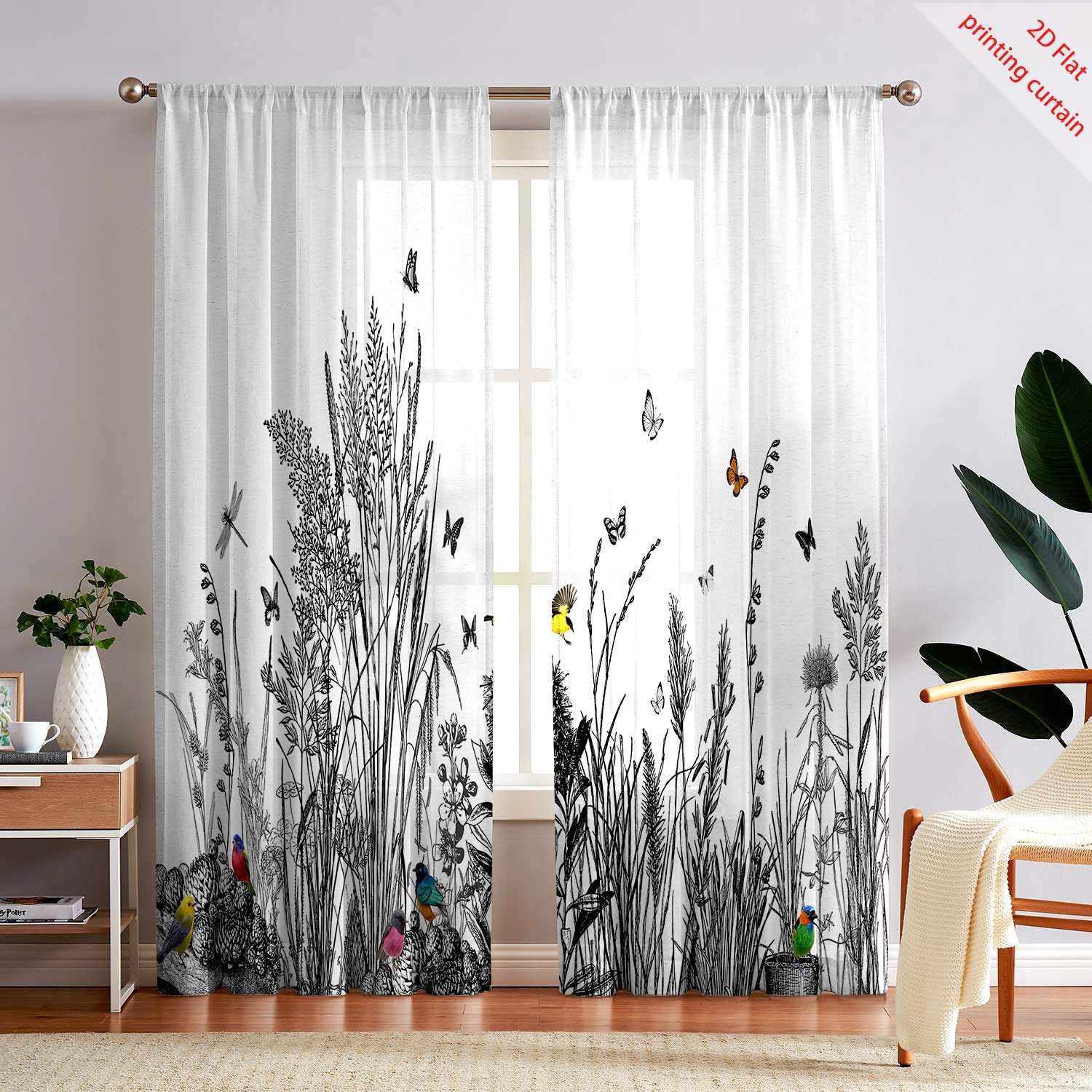 Plant Printed Transparent Scre - Home Office Windows avaliação e preço
