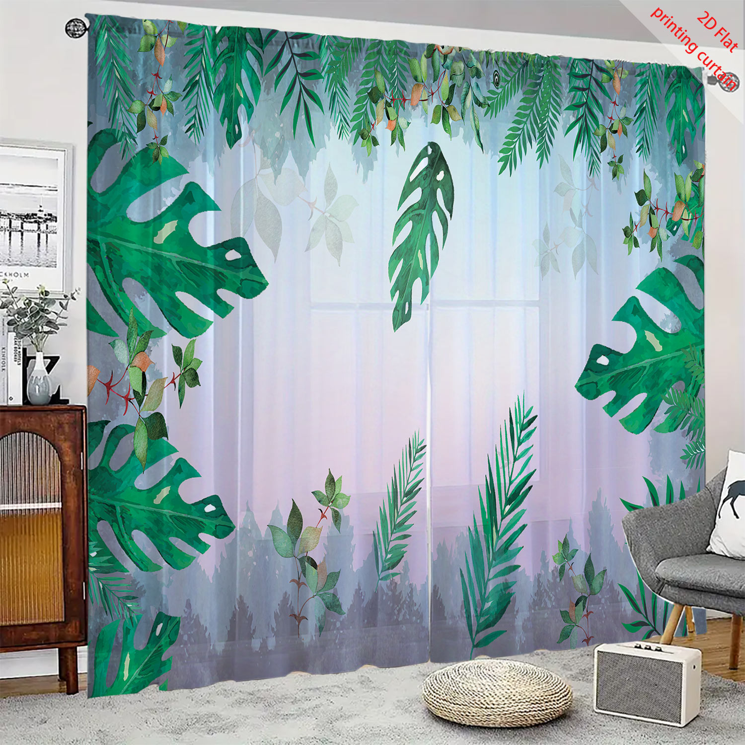 Plant Printed Transparent Scre - Home Office Windows avaliação e preço