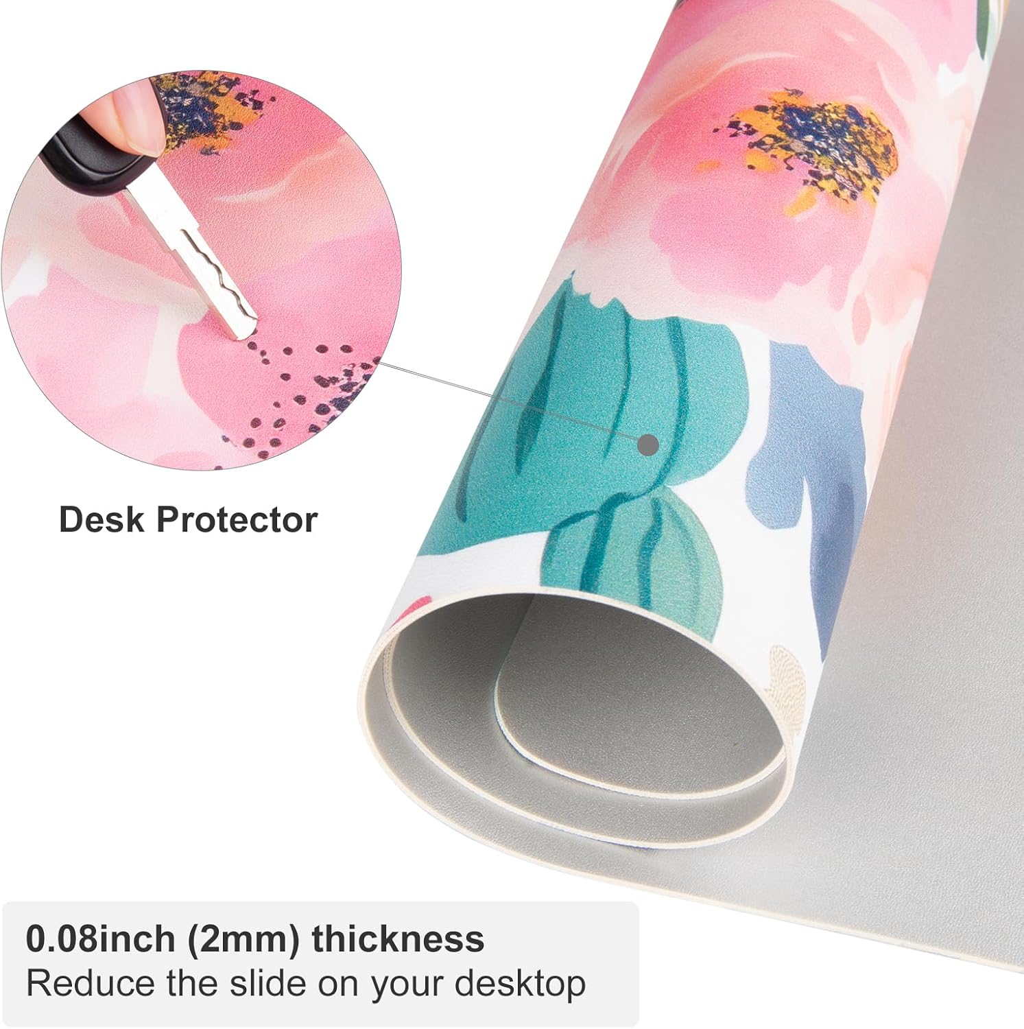 Large Mouse Pad Pink Floral De - Desk Mat Leather avaliação e preço